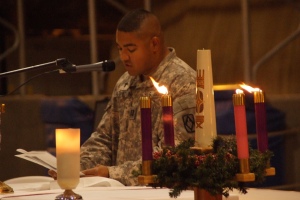 U.S. Army Capt. Vasquez, a chaplain, reads a sermon during a Christmas Eve Mass at Camp Lemonier, Djibouti, Dec. 24, 2008. Camp Lemonier is the hub of Combined Joint Task Force in the Horn of Africa, providing humanitarian relief, security and anti-terrorism activities to the nations in the Horn of Africa. (U.S. Air Force photo by Tech. Sgt. Joe Zuccaro/Released/Courtesy PhotoPin via Creative Commons)